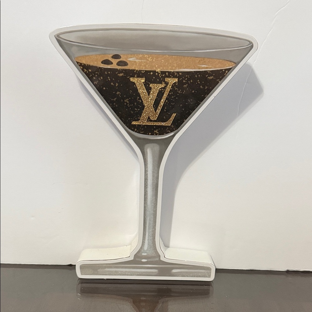 Louis Vuitton Martini Glass Wall Art - Gold and Black
